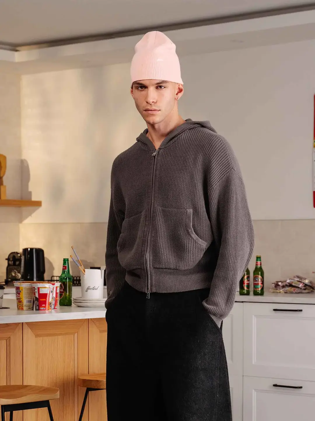 Ffected 'Seoul' Knit Hoodie Grey (2)