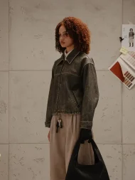 Ffected 'Almés' Leather Jacket Washed Grey (2)