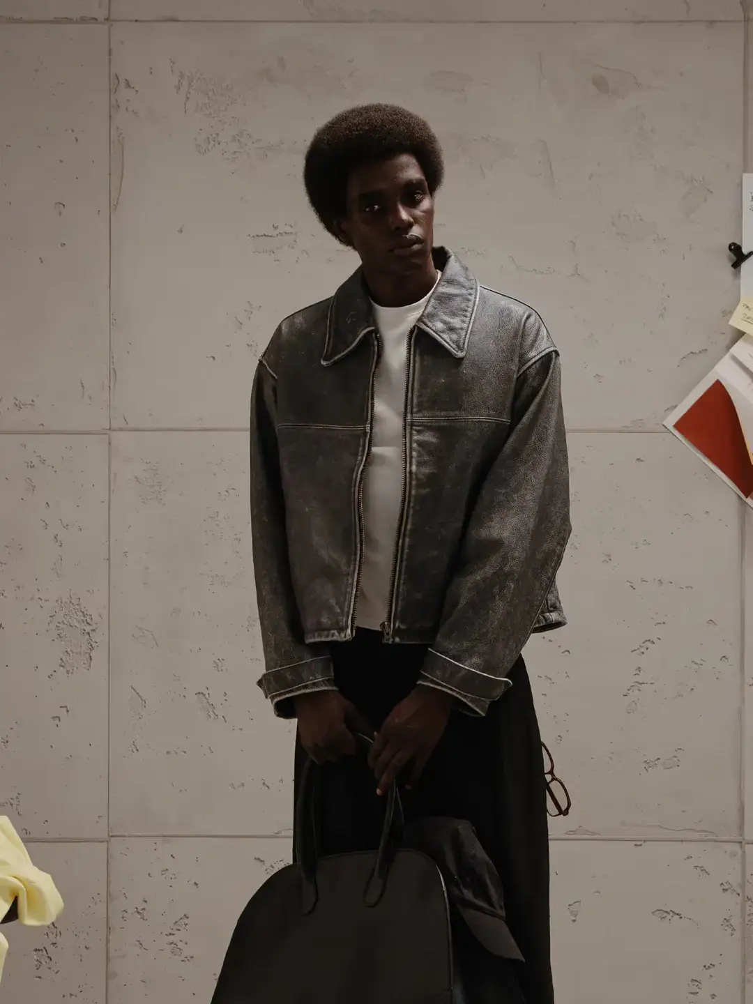 Ffected 'Almés' Leather Jacket Washed Grey (4)