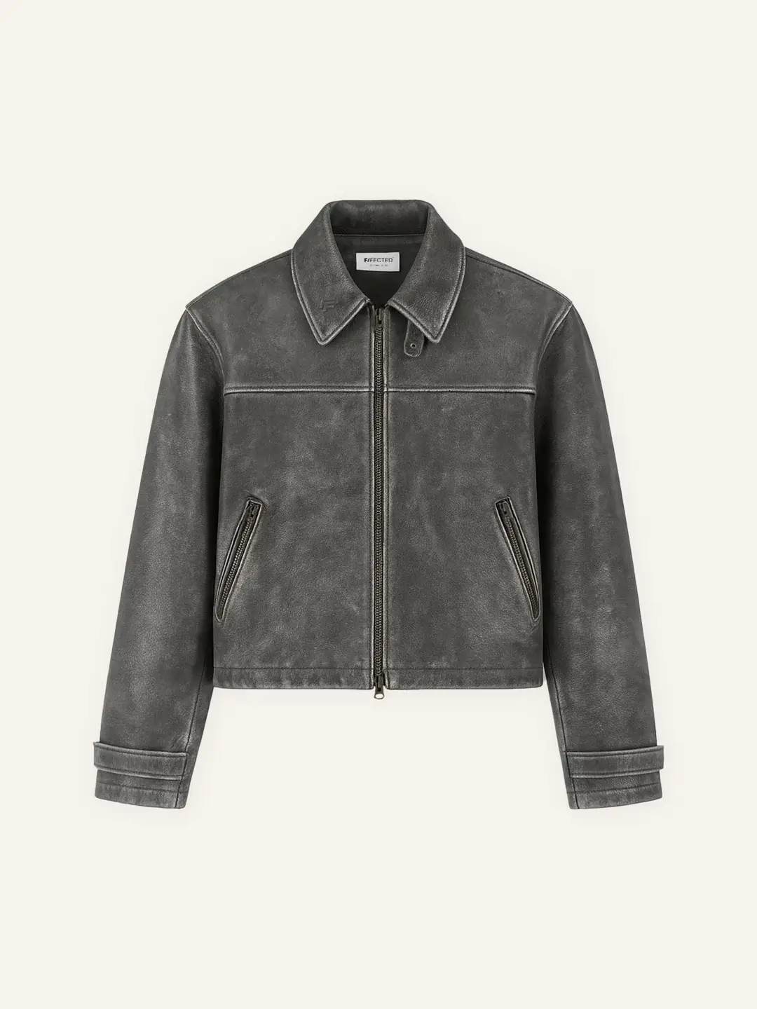 Ffected 'Almés' Leather Jacket Washed Grey (5)