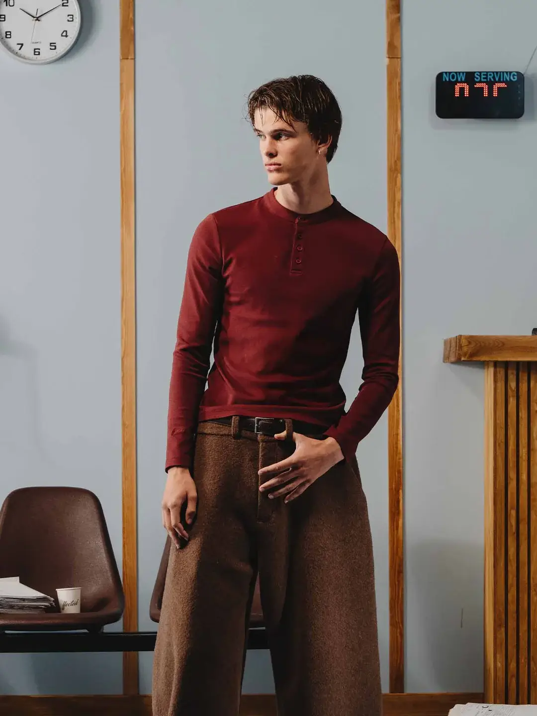 Ffected 'Basement' Henley Shirt Burgundy (3)