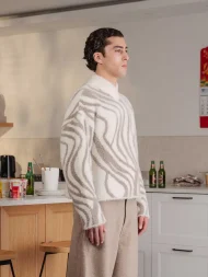 Ffected 'Ivaz' Fuzzy Knit Sweatshirt Grey (1)