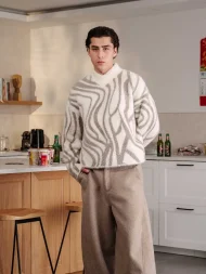 Ffected 'Ivaz' Fuzzy Knit Sweatshirt Grey (2)