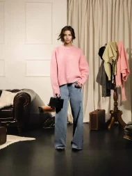 Ffected 'Moena' Mohair Knit Sweatshirt Pink (2)