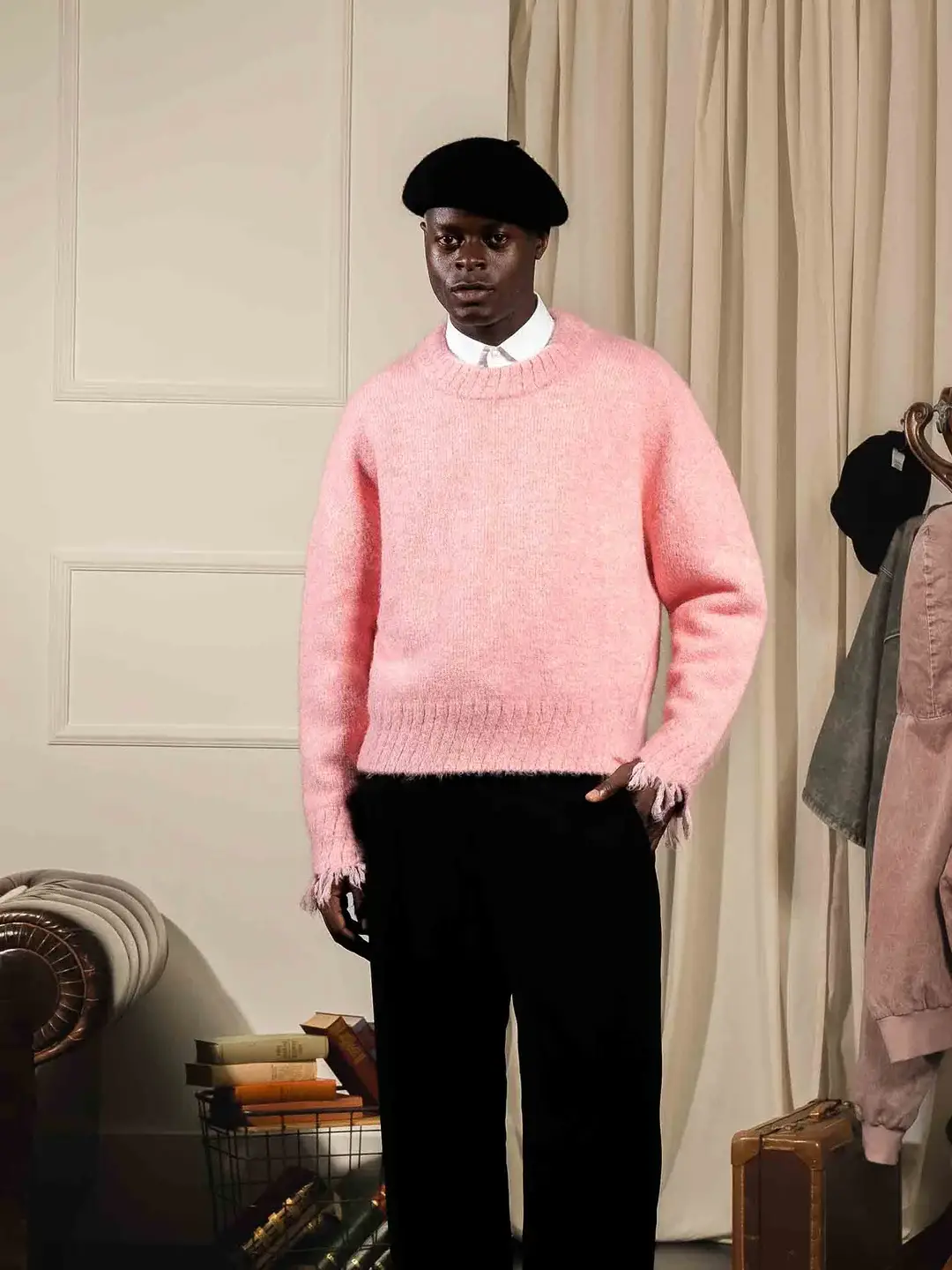 Ffected 'Moena' Mohair Knit Sweatshirt Pink (4)